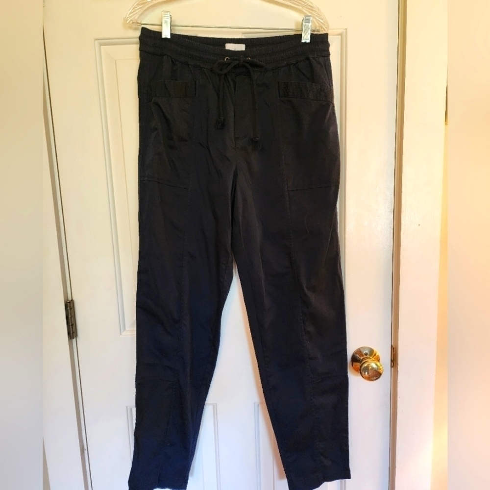 Lou&Grey pull on elastic drawstring pants navy straight leg size medium